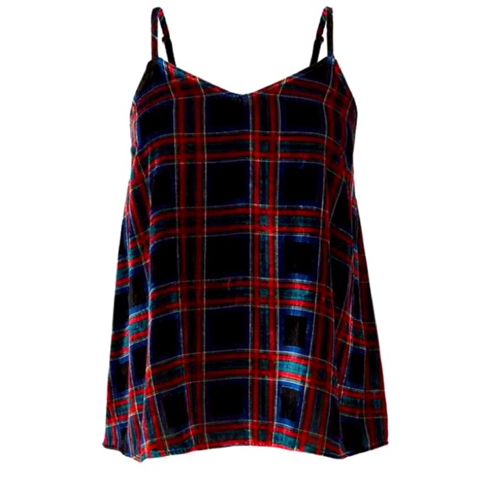 Torrid Sophie Black Plaid Velvet Swing Cami, Sz. 00x/10